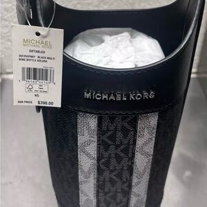 Michael Kors Wine Bottle Holder Giftables Bag Silver Black